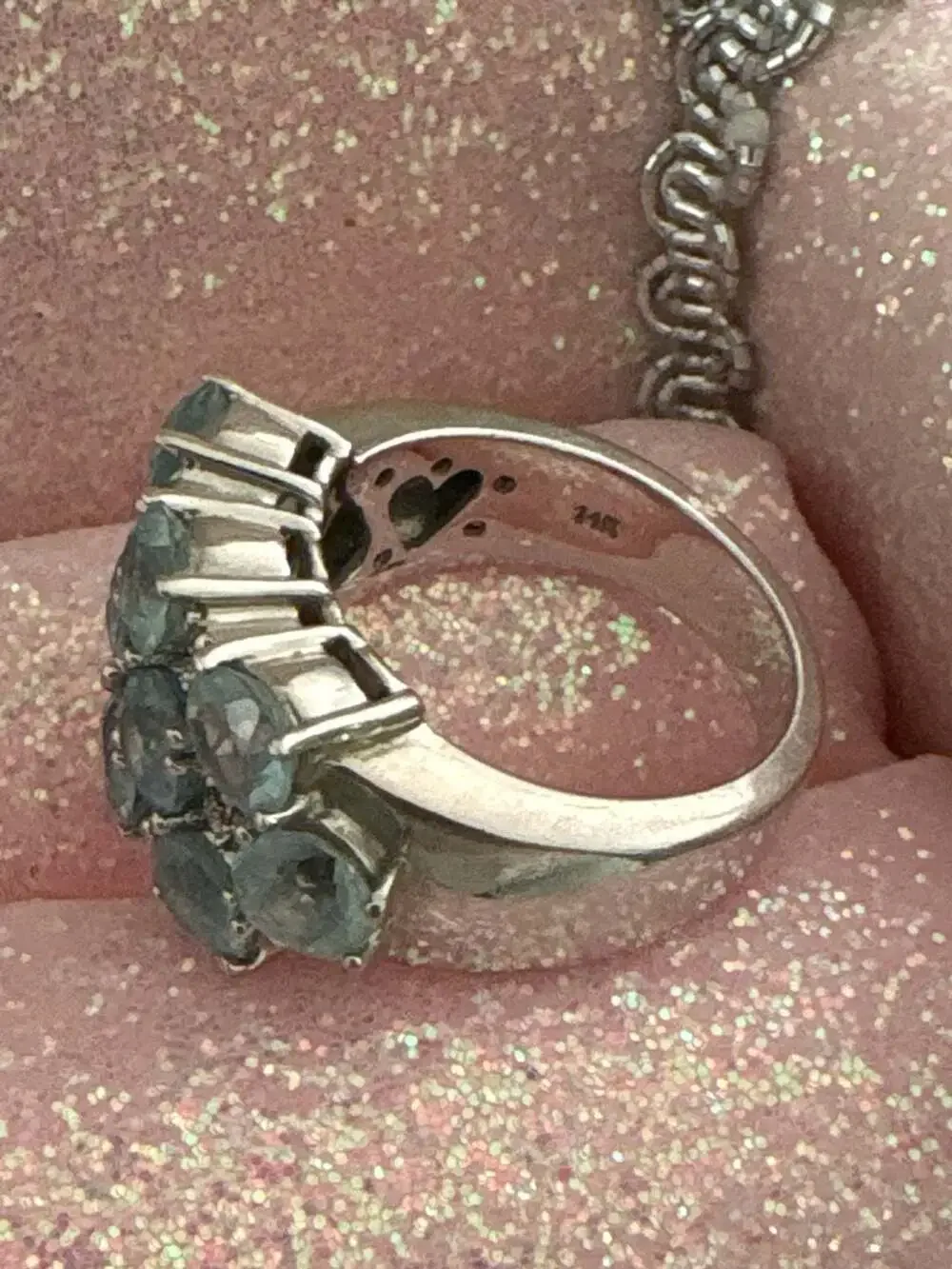 Sonia B. 14K White Gold Aquamarine and Diamond Cluster Ring